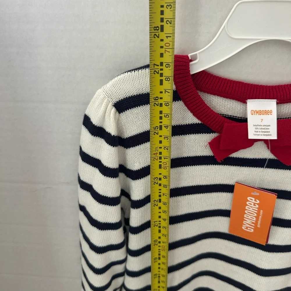NWT GYMBOREE Red Navy White Striped Sz. 7 Long Sleeve Casual Cotton Dress!